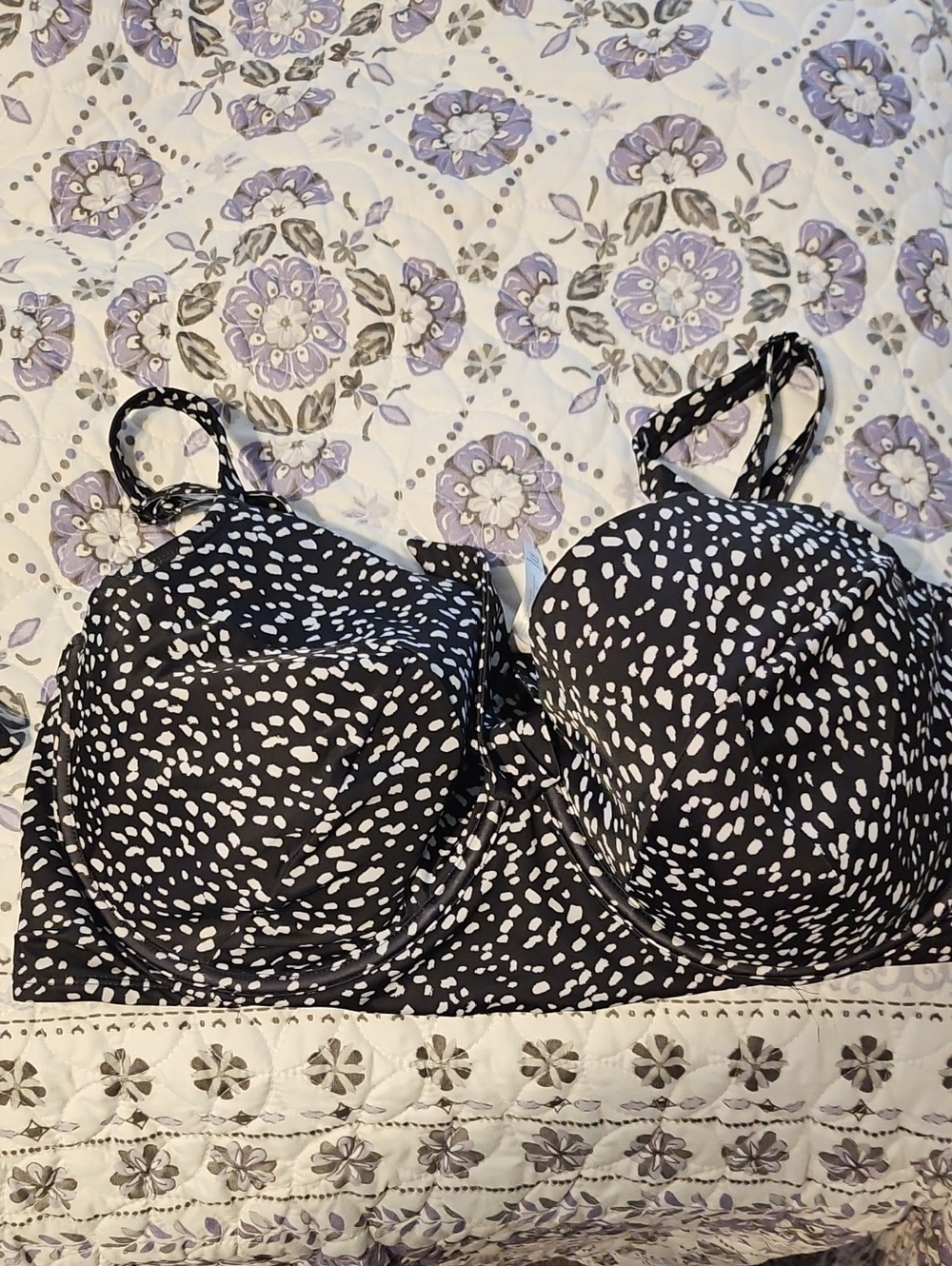 Cacique Black and White Printed Swim Top